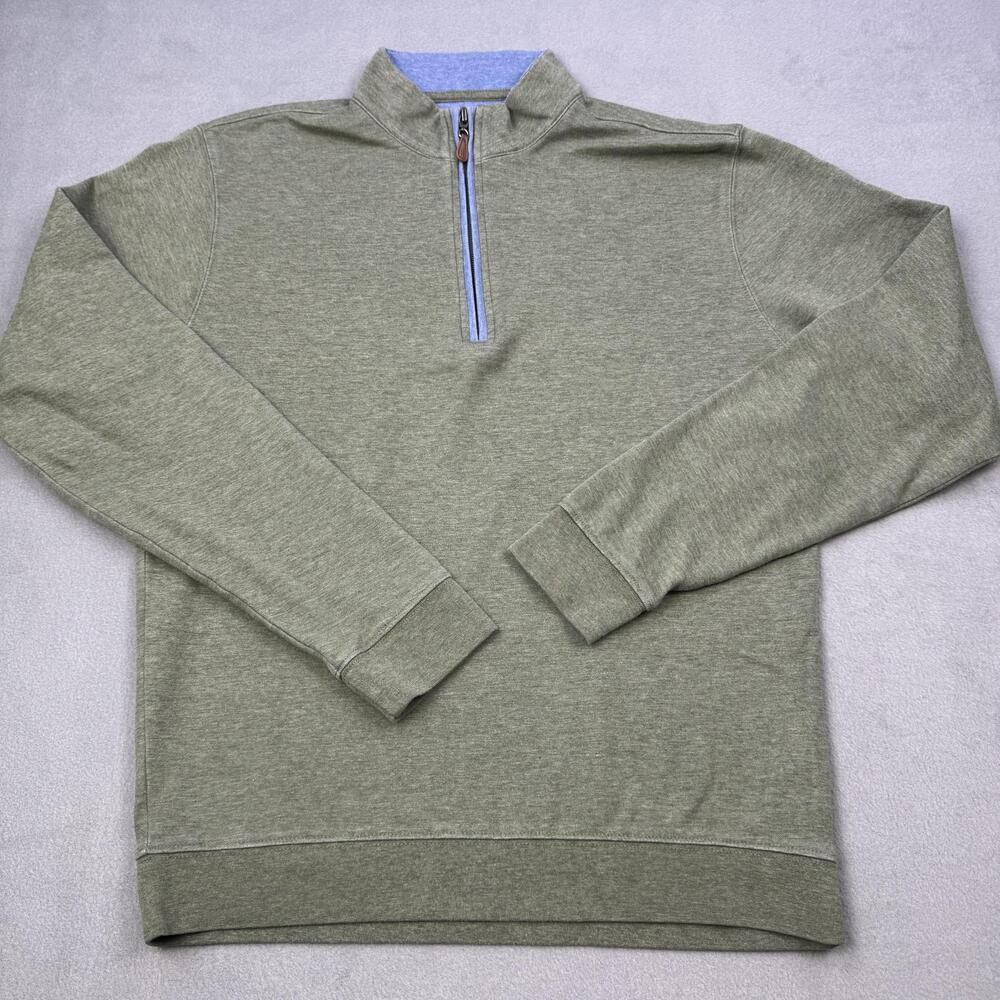 Johnnie-O Sweatshirt Mens Small Sage Green 1/4 Zip Mock Neck Pullover JMKO1460